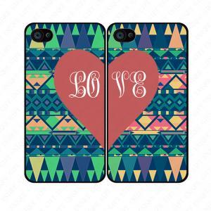 Colorful Aztec Red Heart Couple Love - Iphone 4 4s..
