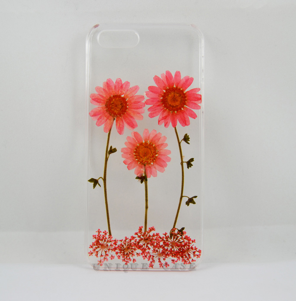 Pressed Flower Iphone 5s Case Real Flower Iphone 4 5s 5c Case, Pink Daisy And Leaf Garden Iphone 6 Case, Real Flower S2 S3 S4 Mini S5 Lg G2 M7