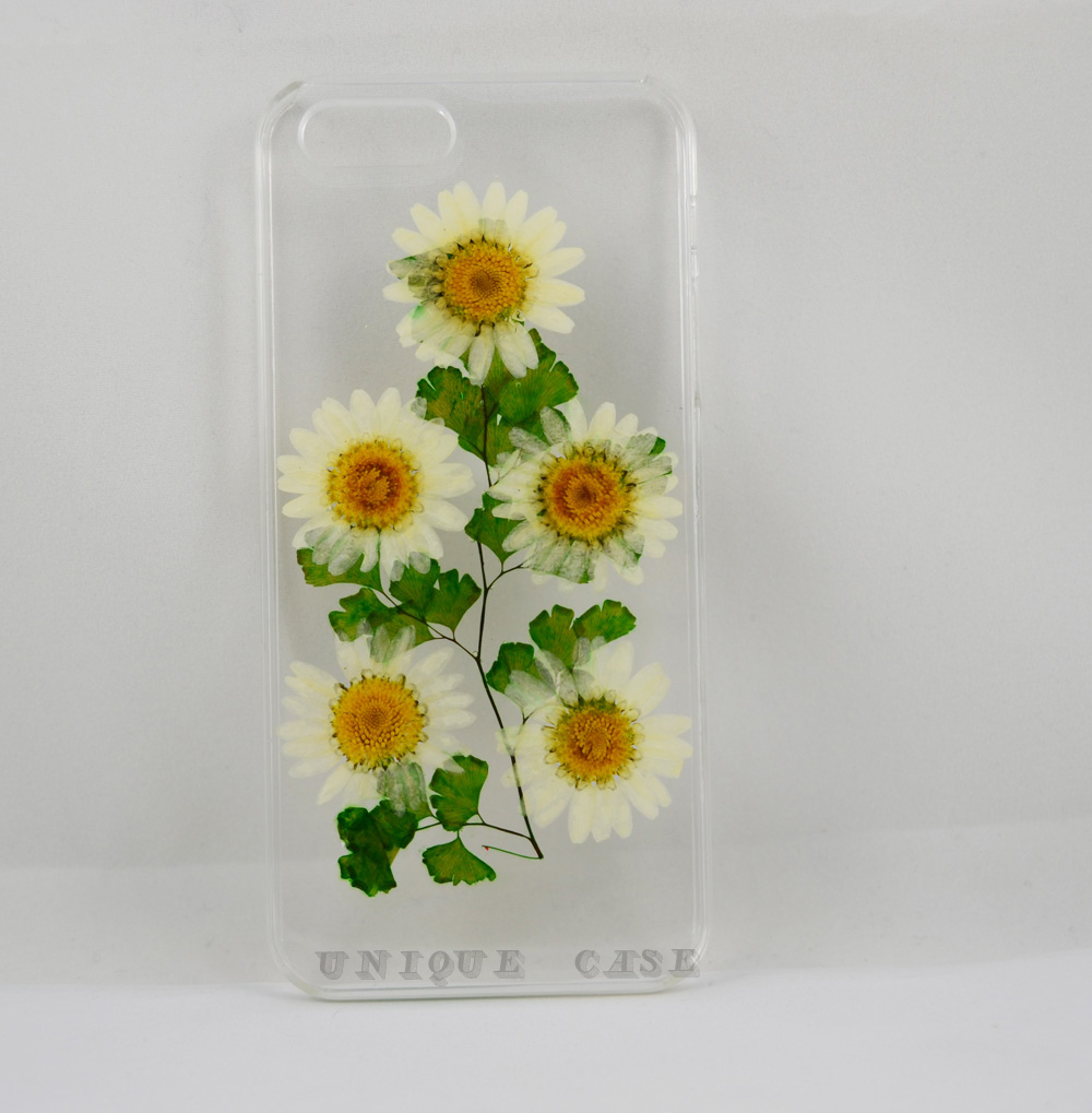 Pressed Flower Iphone 5s Case Real Flower Iphone 4 5s 5c Case, White Daisy And Leaf Iphone 6 Case, Real Flower S2 S3 S4 Mini S5 Lg G2 M7 Z10 Case