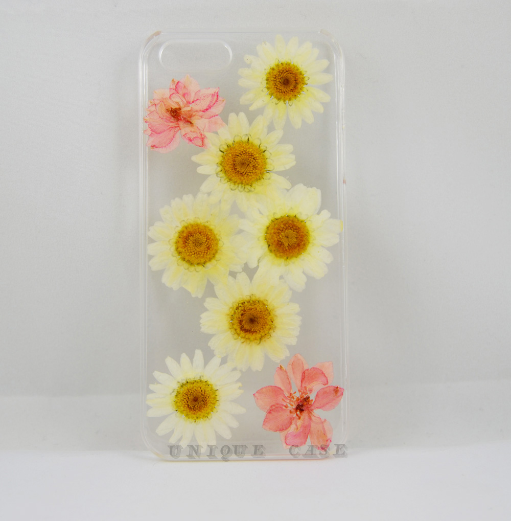 Pressed Flower Iphone 5 Case Real Flower Iphone 4 5s 5c Case, Pink Larkspur And White Daisy Iphone 6 Case, Real Flower S2 S3 S4 Mini S5 Lg G2 M7