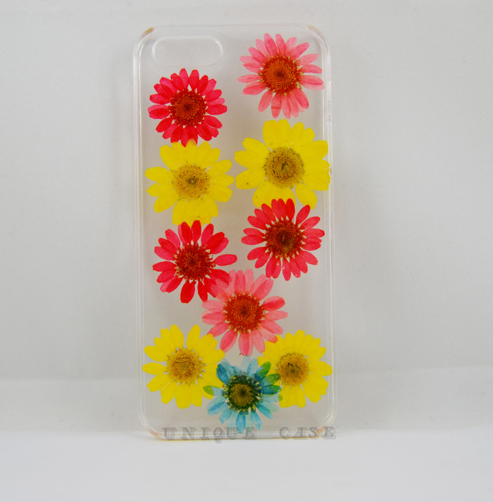 Pressed Flower Iphone 5 Case Real Flower Iphone 4 5s 5c Case, Rainbow Colorful Daisy Iphone 6 Case, Real Flower S2 S3 S4 Mini S5 Lg G2 M7 Z10