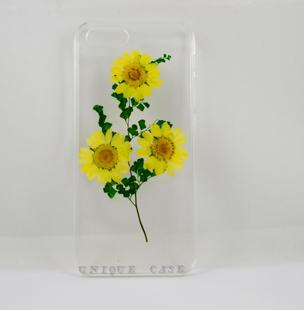Pressed Flower Iphone 5 Case Real Flower Iphone 4 5s 5c Case, Yellow Daisy And Leaf Iphone 6 Case, Real Flower S2 S3 S4 Mini S5 Lg G2 M7 Z10 Case