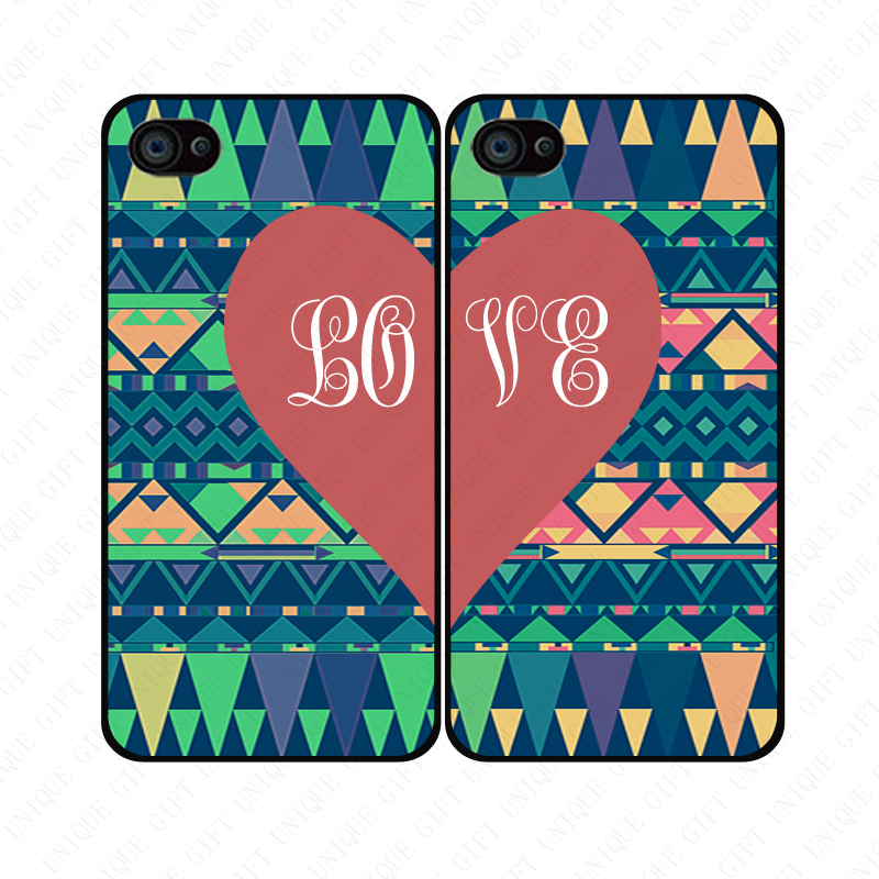 Colorful Aztec Red Heart Couple Love - Iphone 4 4s Case Iphone 5 5s 5c Case Iphone 6 6 Plus Case Ipod Touch 4 5 Case, Galaxy S2 3 4 Mini S5 Note